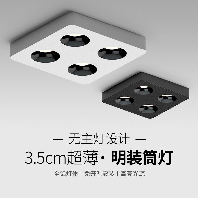 斗胆灯超薄明装双头免悬吊式天花板无主灯客厅卧室吸顶筒灯射灯新