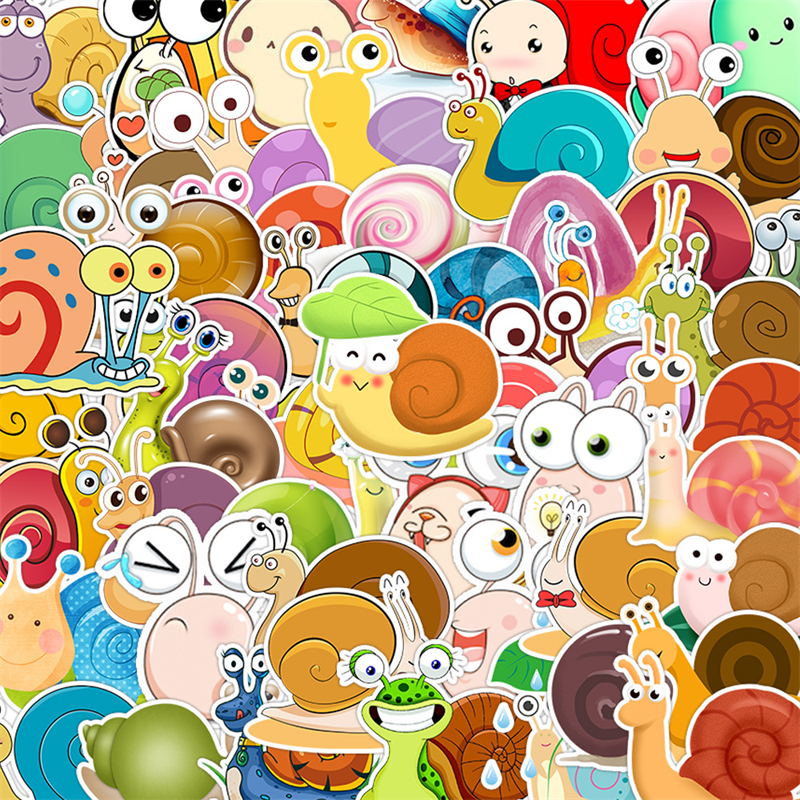 50张蜗牛可爱小动物装饰防水贴纸