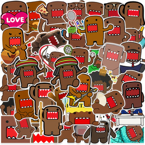 50张DOMO多摩君卡通动画贴纸儿童搞怪涂鸦表情包贴画装饰笔记本头盔吉他水杯汽车门窗行李箱DIY手机防水贴纸