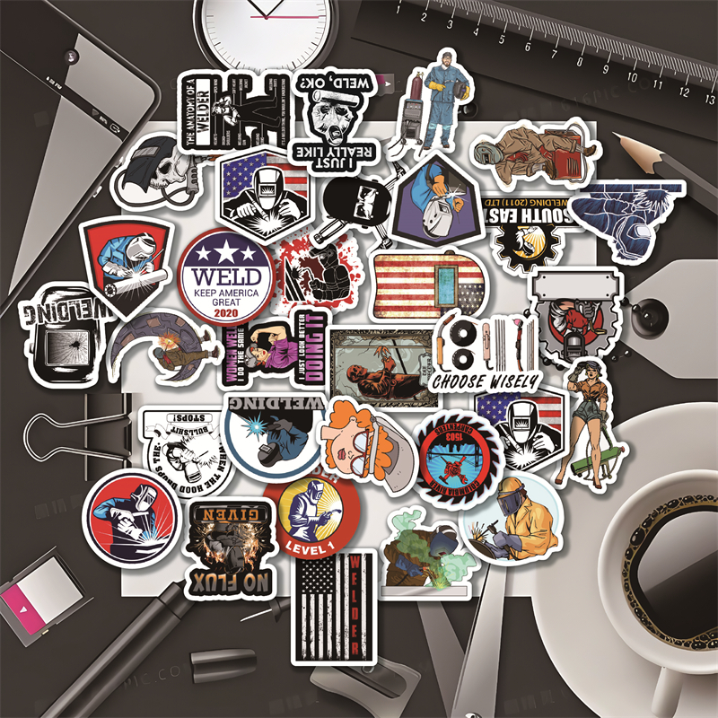 50张欧美焊接工人复古潮酷贴纸