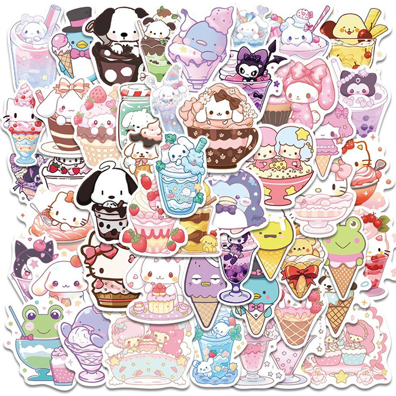 50张动物冰淇淋防水装饰贴纸