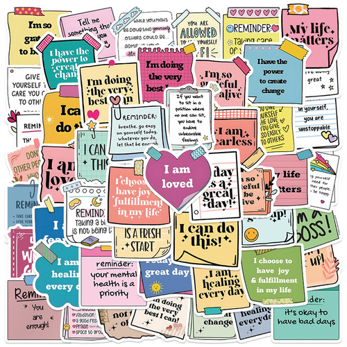 50张励志标签英文装饰防水贴纸