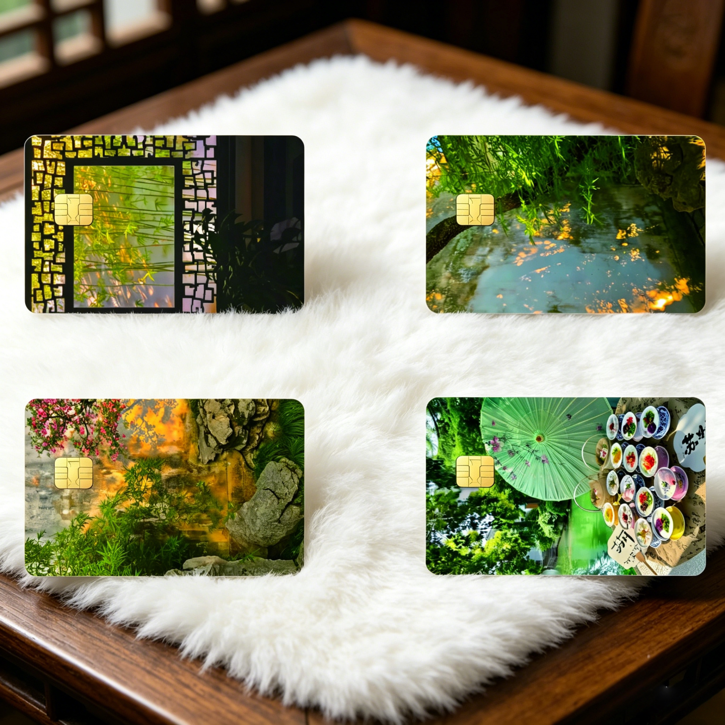 治愈系写实城市苏州园林风景画卡贴贴纸装饰信用卡贴画银行卡交通卡饭卡贴膜防水防刮耐磨古风通用卡皮肤贴纸