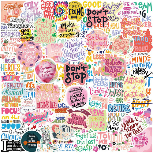 100张英文励志文字装饰防水贴纸