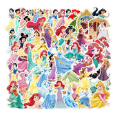 50卡通童话公主集合DSN少女心女孩奖励贴纸装 饰笔记本头盔玻璃门手账保温杯书桌电动车文具手机壳DIY防水贴纸