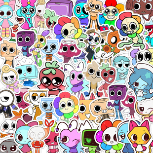 50张新款丹迪的世界卡通贴纸益智早教防水贴画装饰电梯门鞋柜洗衣机墙面水杯平板行李箱文具桌面衣柜汽车尾箱