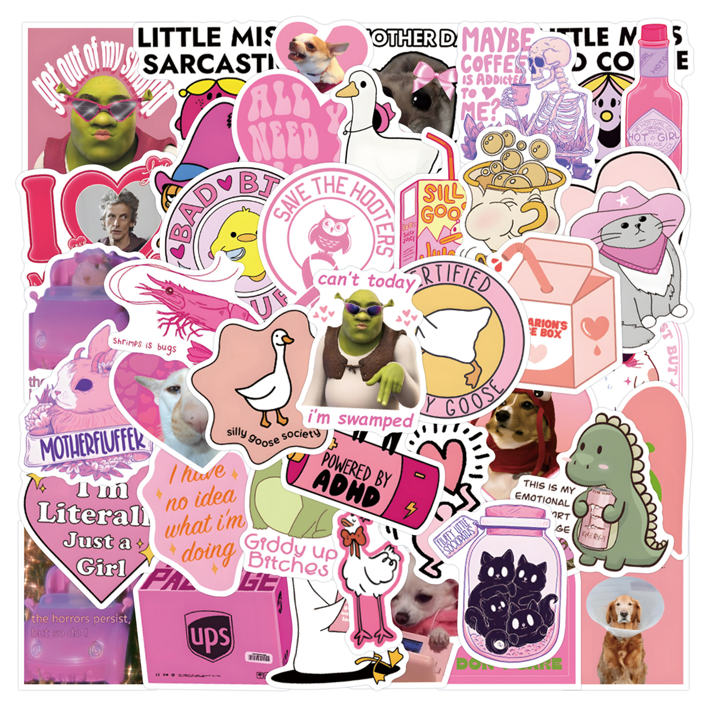 50张粉色搞怪高调个性英文贴纸