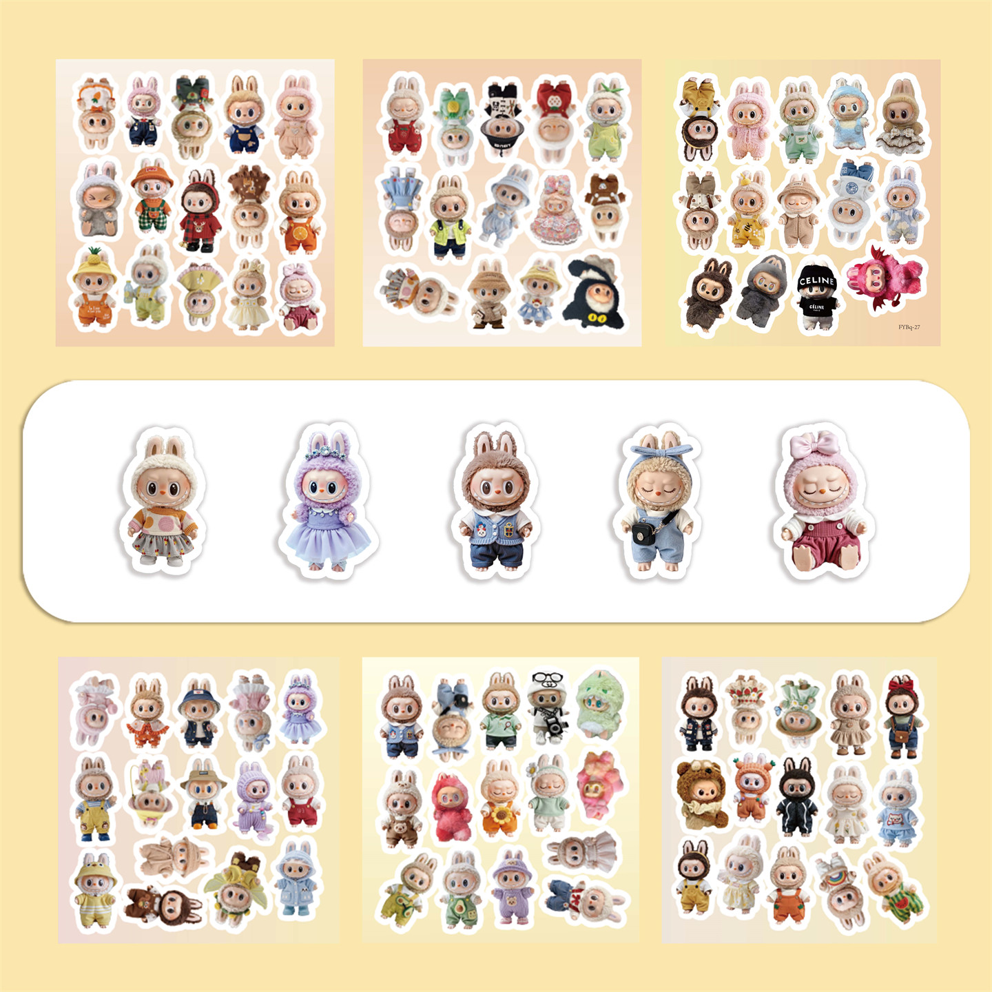 6张半切款公仔拉布布玩偶贴纸卡通创意多巴胺色系娃三岁拉布布贴画装饰平板头盔衣柜充电宝DIY水杯行李箱手机,文具电教/文化用品/商务用品,贴纸/立体贴纸,淘宝优惠券,粉丝福利购,淘宝优惠卷