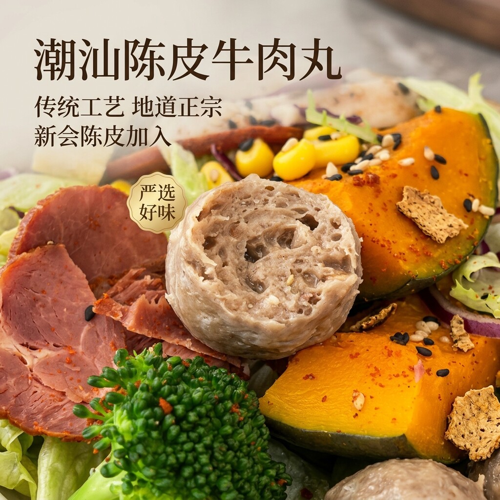 潮汕陈皮牛肉丸 陈皮潮汕牛肉丸正宗手打手工火锅丸牛肉丸旗舰店