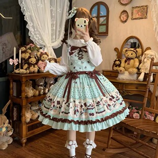 【薄荷甜巧】公主来lo原创Lolita正品薄巧色可爱甜妹背带连衣裙