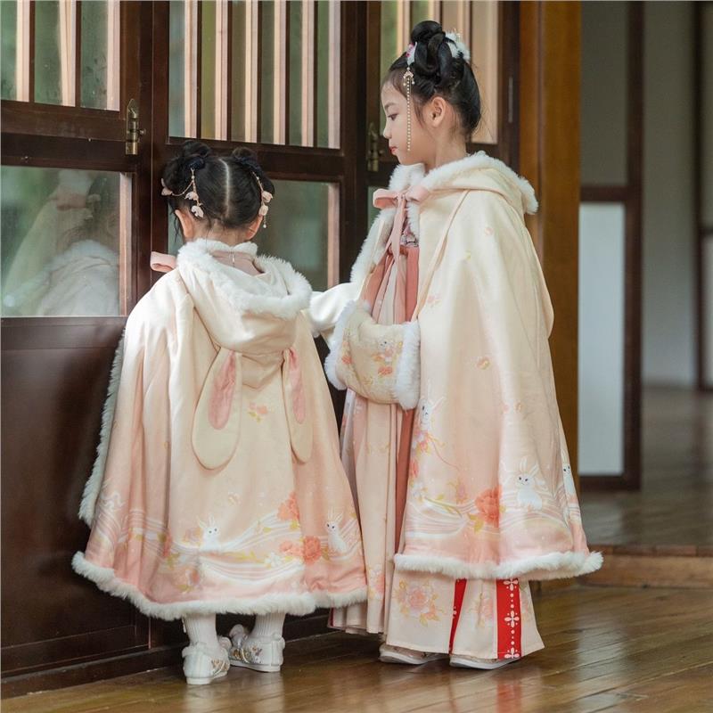 女童披风斗篷儿童汉服秋冬加厚加汉服