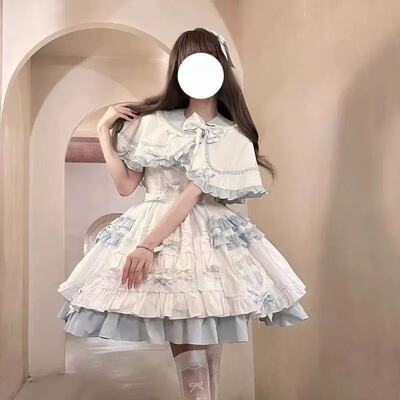 【橱窗玩偶】~原创蓝白doll感洛丽塔斗篷蛋糕裙飞行日记lolita