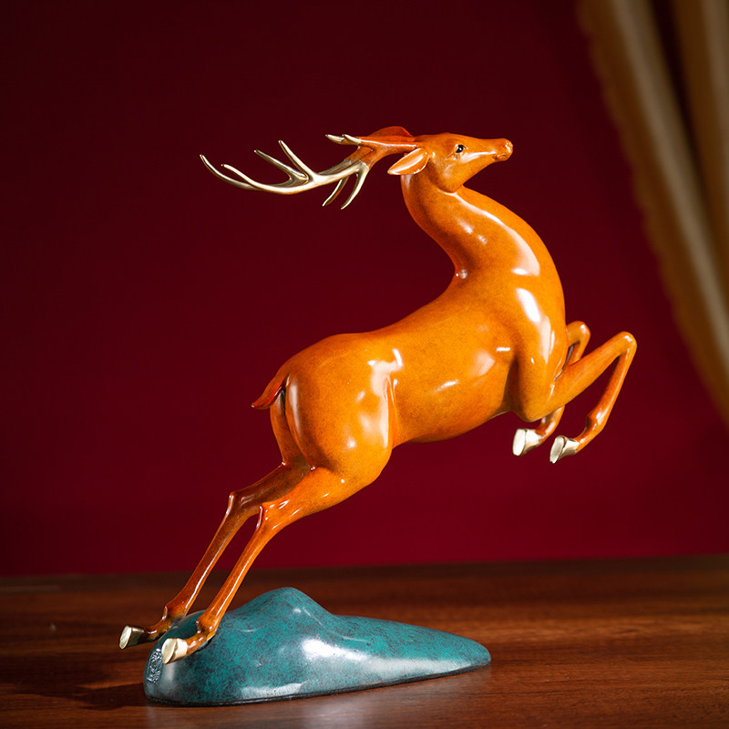 朱炳仁铜 一鹿攀升客厅办公桌中式艺术品创意家居装饰品铜雕礼品,家居饰品,装饰摆件,淘宝优惠券,粉丝福利购,淘宝优惠卷