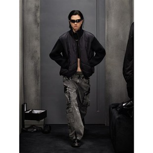 CMF冬装新款高级感棉衣高领针织长袖飞行员夹克棉服男短款外套冬