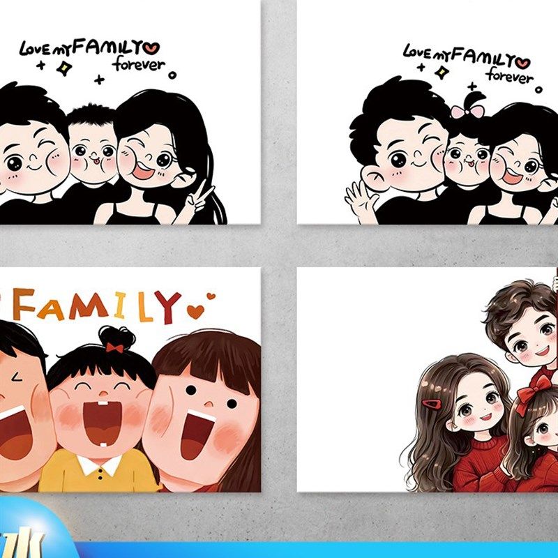 三口之家电表箱自粘装饰画遮挡强弱电盒多媒体贴画电闸配电盒翻新,家居饰品,软装墙贴,淘宝优惠券,粉丝福利购,淘宝优惠卷