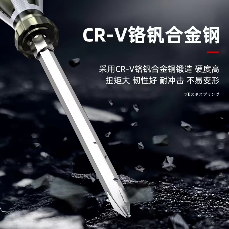 福冈十字一字螺丝刀套装穿心梅花改锥超硬可敲击多功能平口起子