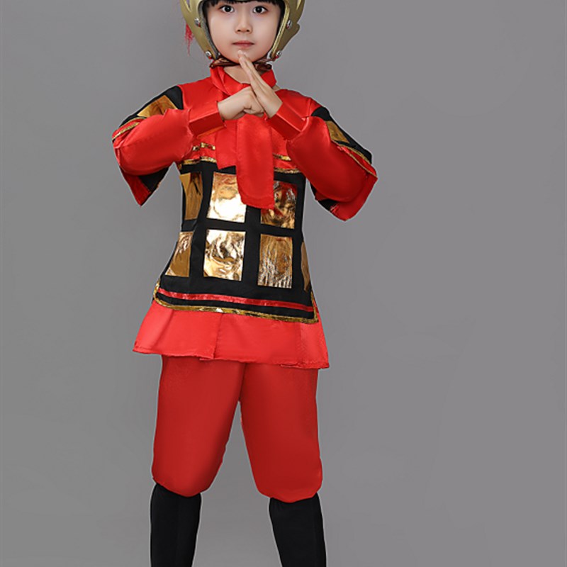 儿童古装汉服三国演义士兵演出服花木兰古代士兵服装岳飞将军盔甲