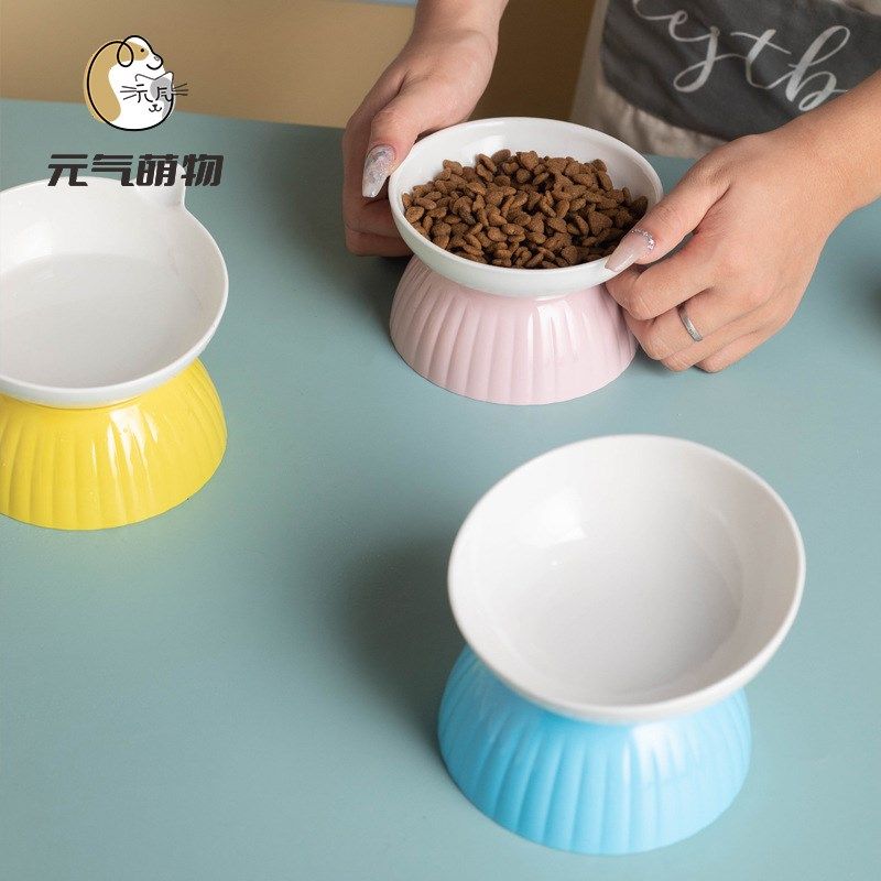 猫碗陶瓷猫食盆猫粮碗水碗护颈高脚斜口碗防黑下巴碗防打翻宠物碗,宠物/宠物食品及用品,猫狗碗/慢食碗,淘宝优惠券,粉丝福利购,淘宝优惠卷