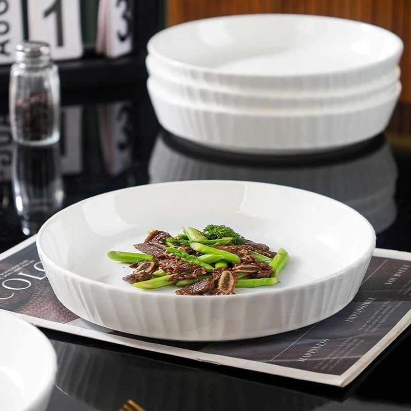 盘子菜盘家用高颜值陶瓷圆形深盘2025新款纯白釉下彩汤盘碟子餐具,餐饮具,盘,淘宝优惠券,粉丝福利购,淘宝优惠卷