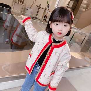 上衣2023春裝 毛衣女童開衫 兒童洋氣寶寶針織衫 外套線衣小童裝 新款