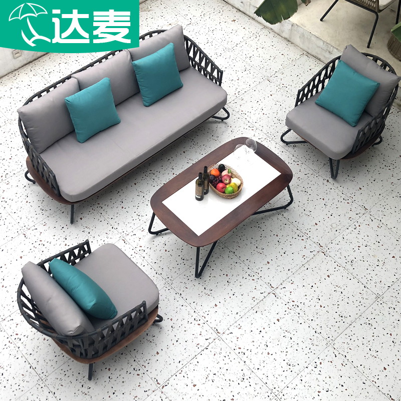 户外沙发组合客厅实木藤编沙发茶几庭院样板房藤椅露台藤沙发家具
