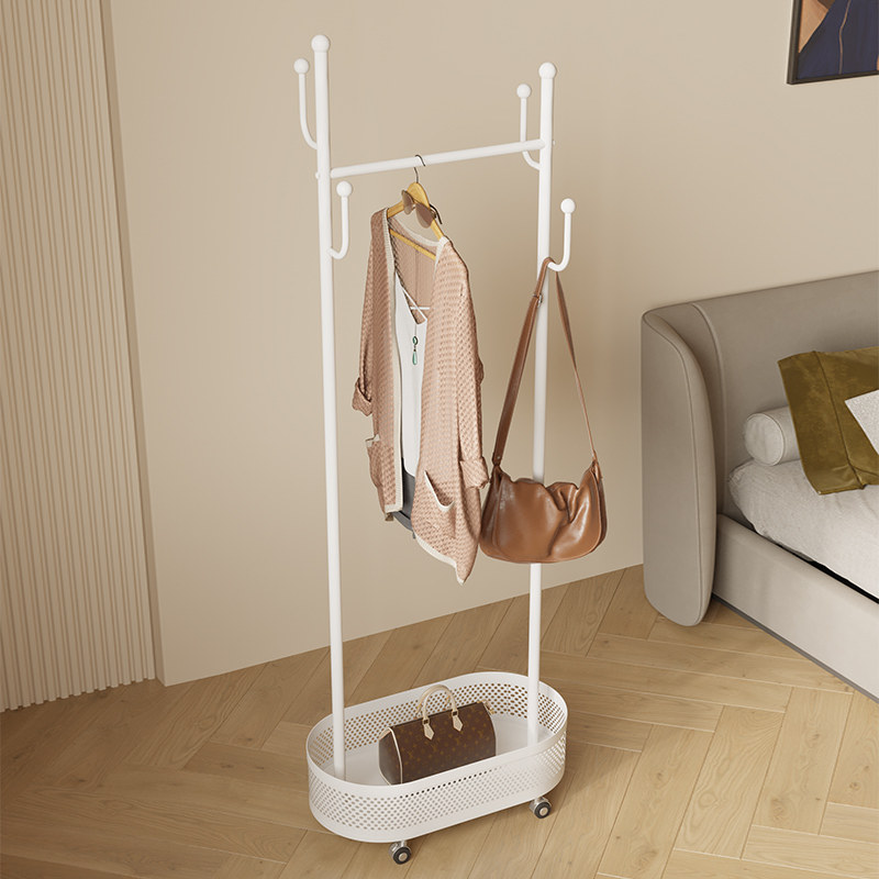 特厚承重落地式铁衣架脏衣篓挂衣架可移动式带轮衣帽架卧室衣服挂,住宅家具,衣帽架,淘宝优惠券,粉丝福利购,淘宝优惠卷