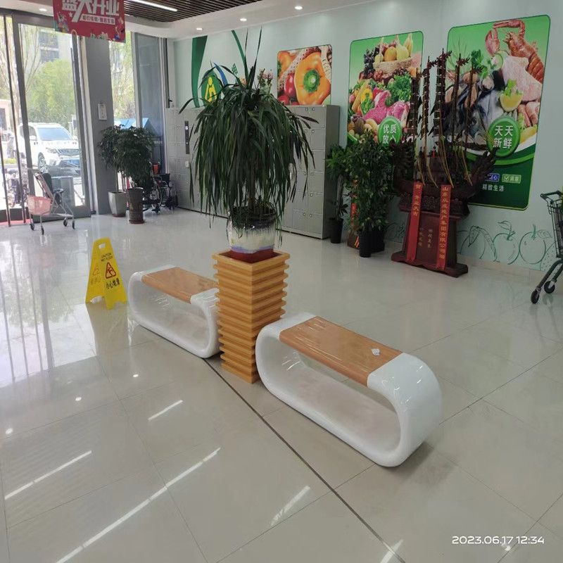 玻璃钢椅休闲椅环形坐凳商场美陈休闲椅子创意花盆椅公园休息长椅