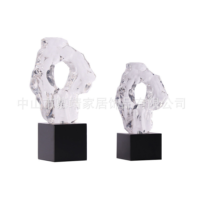 宋氏美学新中式现代透明树脂假山石盆景摆件茶几书桌玄关饰品