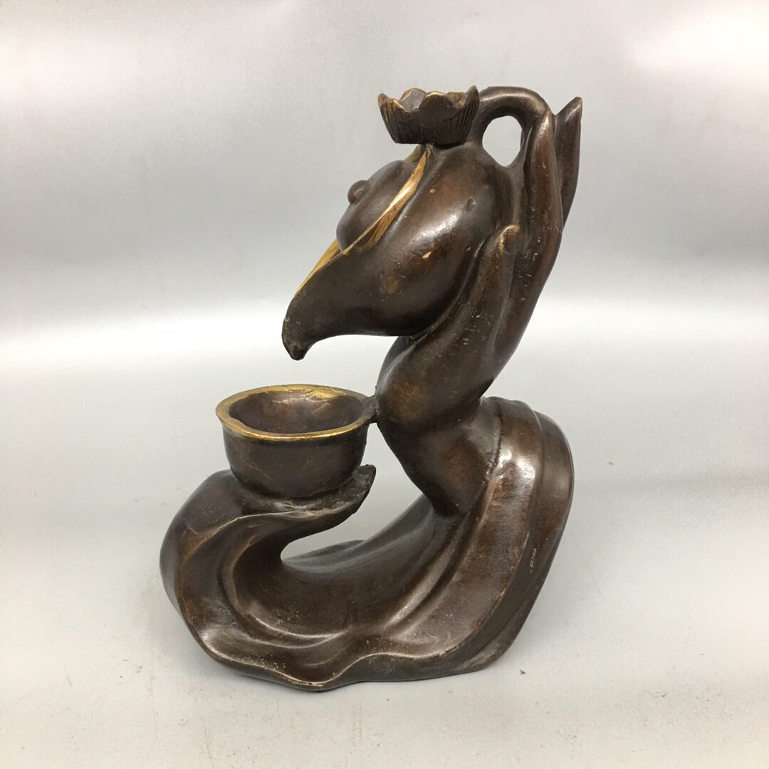 仿古铜佛手壶倒流香熏炉摆件家用做旧铜茶道客厅桌面摆设