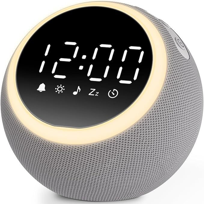 白噪音机器精致外观包布球形睡眠声音机器25种舒缓声音带闹钟夜灯
