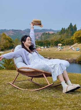 网红贝壳摇椅客阳台休椅闲单人沙发摇午休68291睡办公椅家厅用懒