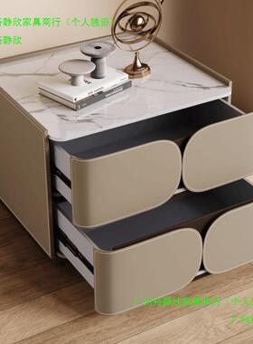 意式大尺寸简约现代XVQ实床头新木款整装柜卧室马边鞍皮床柜