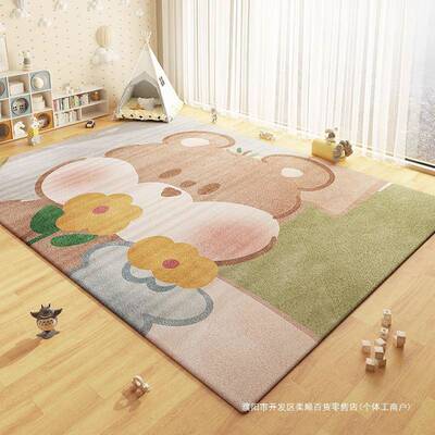 儿童客厅地毯阅男读区加打厚ltao87020醛爬行毯加厚隔凉免卧理卡