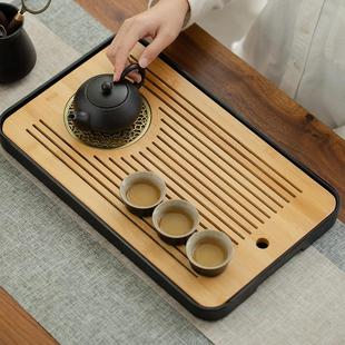 家用黑陶盖碗茶壶八杯新中式 功夫茶具套装 简约家用办公室储水茶盘