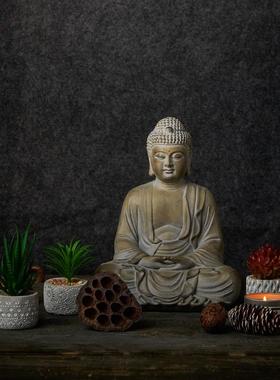 中式创意车载佛像小摆件车内装饰品树脂工艺品禅意摆设茶几茶室