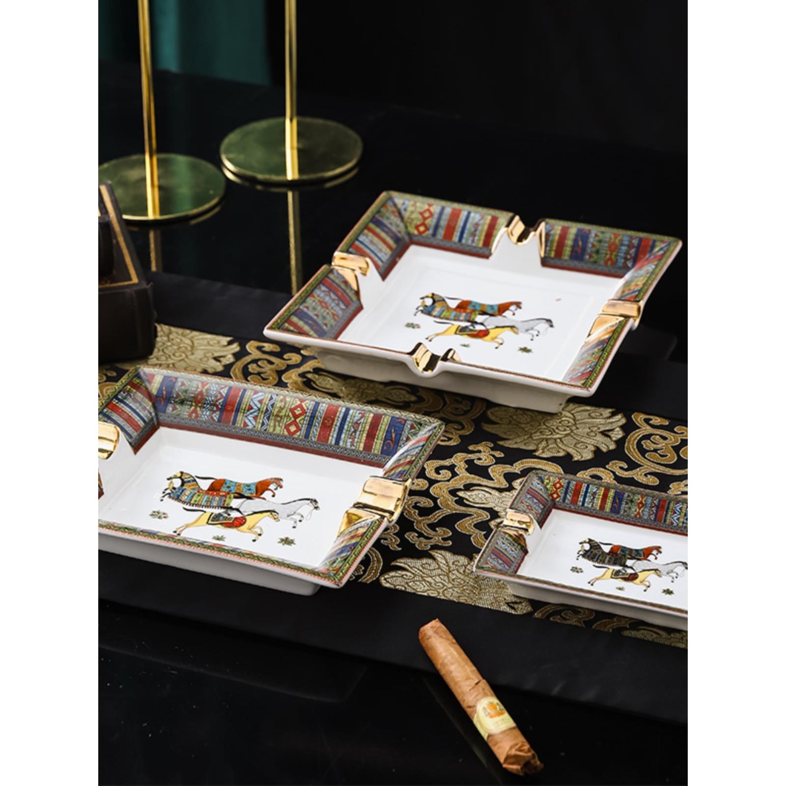 欧式烟灰缸陶瓷家用客厅高档奢华大号个性KTV雪茄烟缸家用潮流