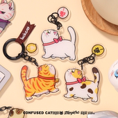 招吉猫高颜值原创奶牛橘猫女生礼物可爱猫咪个性 创意亚克力钥匙扣