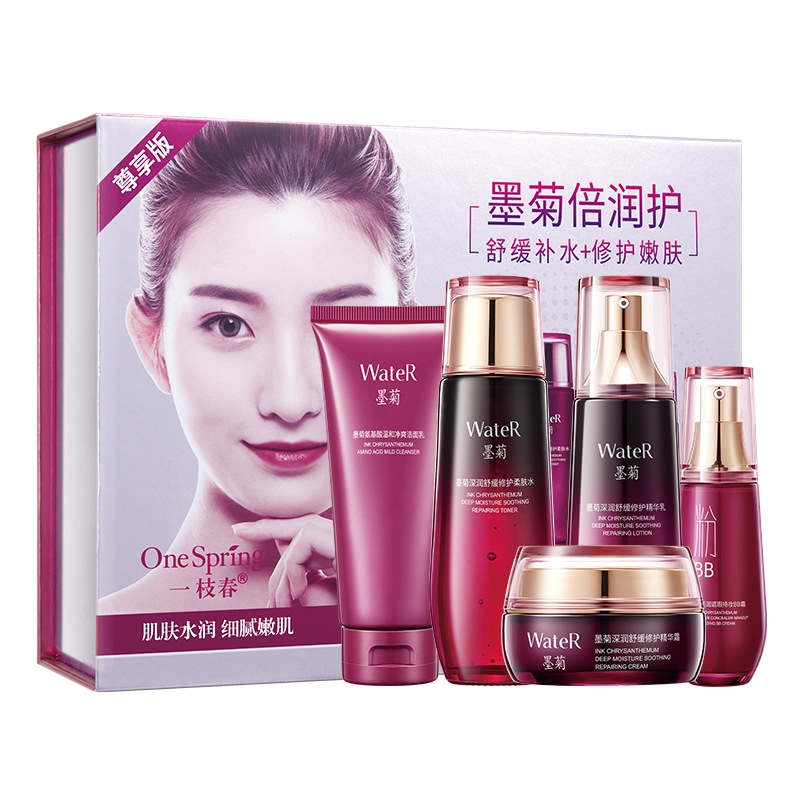 一枝春墨菊巨瓶润肤嫩肤水润单补水组合柔肤水+精华乳洗面奶护肤