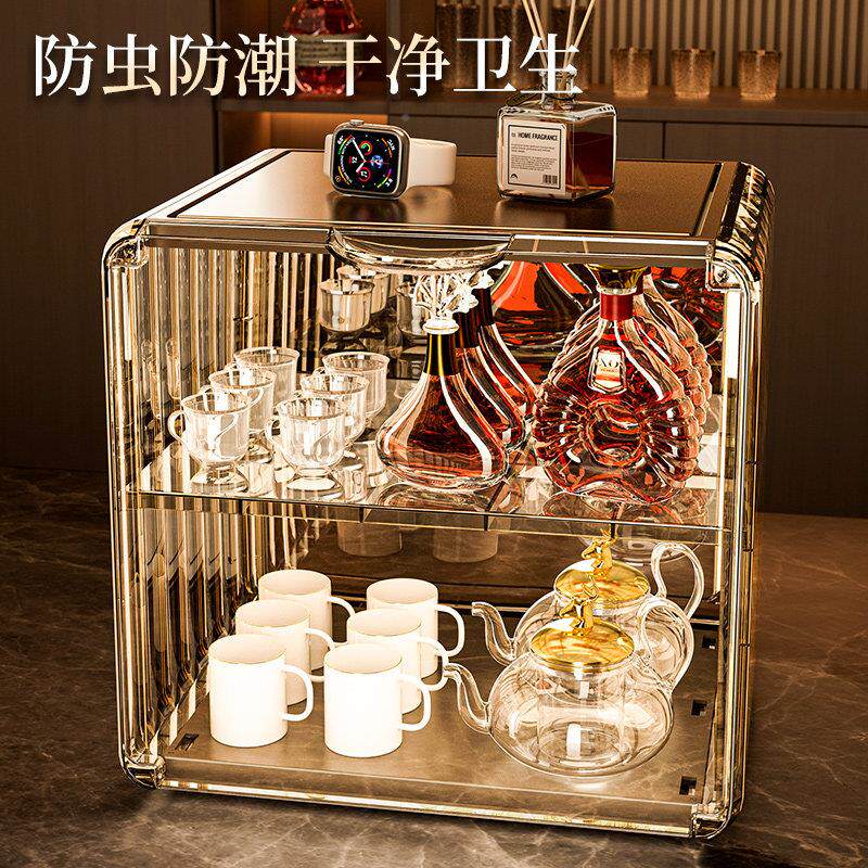 德餐柜HOKL15国水杯架尘置物架防子置物架茶具杯茶杯咖啡杯收纳盒