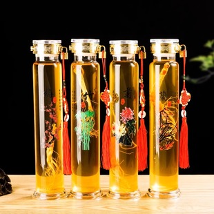 泡酒玻璃瓶家用高档密封空瓶高硼硅梅兰竹菊人参养生专用药酒瓶子