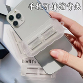 手机背夹可调节可斜挎背带挂脖防丢透明伸缩款 女生手机挂绳伸缩夹