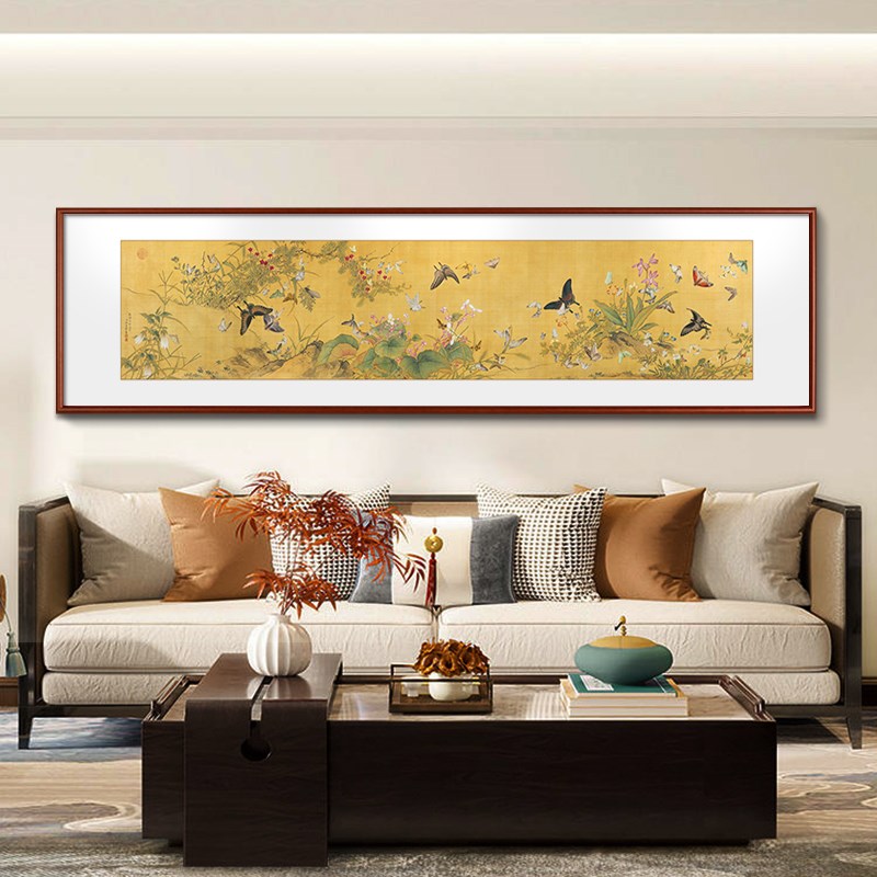 百蝶图客a厅装饰画名家蝴蝶玉兰花国画新中式餐厅书房茶室卧室挂图片