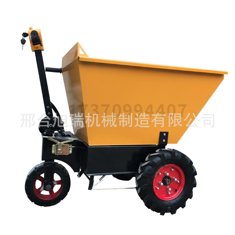 工地电动手推搬运三轮四轮灰斗翻斗车农用拉货上料建筑工地小推车