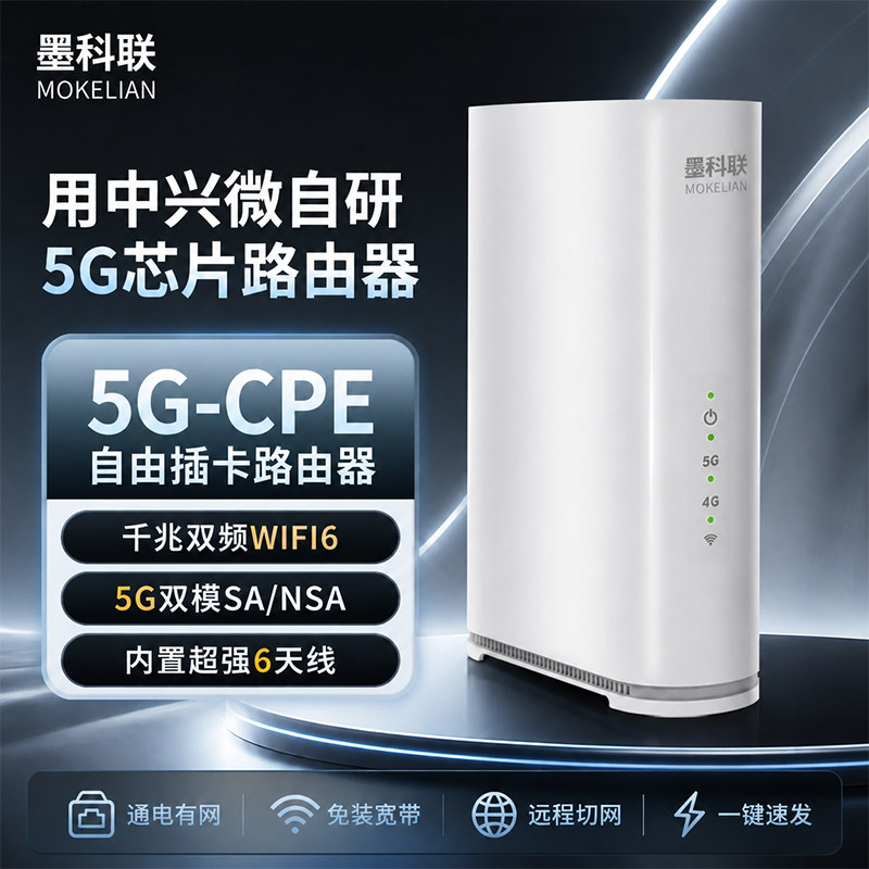 墨科联5G-CPE路由器AI智能切换千兆双频WiFi6插卡路由器家用路由器无线办公无线路由器