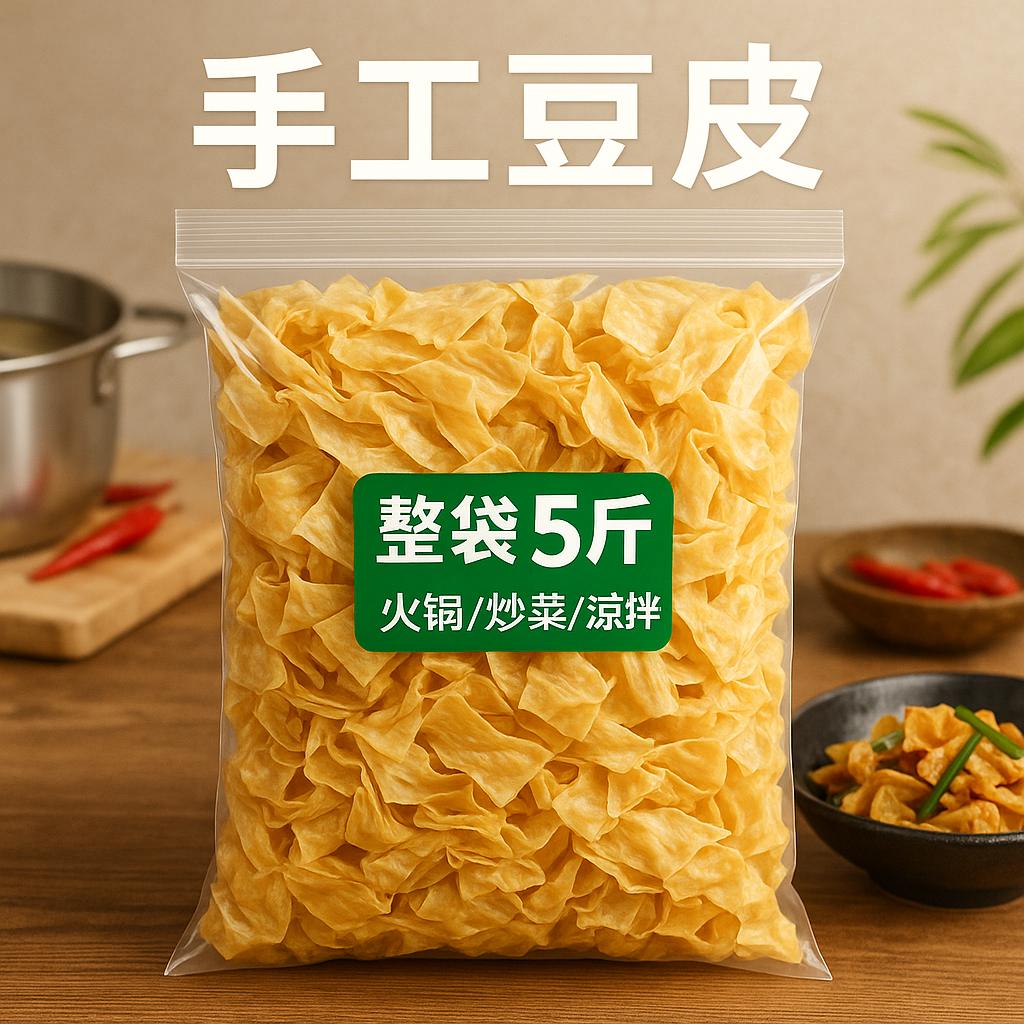 豆皮干货腐竹皮无盐粒干豆皮素肉特产豆腐皮人造肉豆制品商用油皮