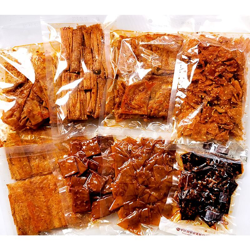 湖南平江土特产香辣泡泡豆干酱干豆卷豆皮薄豆片辣条豆制品8包1份