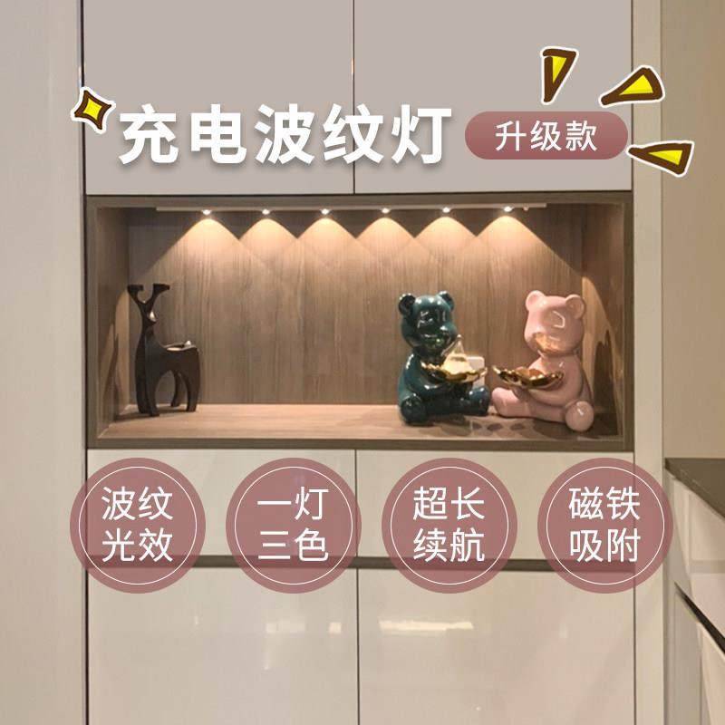 无线充电led人体感应橱柜灯带衣柜酒柜磁吸小山丘波纹灯条猫眼灯,家装灯饰光源,感应灯,淘宝优惠券,粉丝福利购,淘宝优惠卷