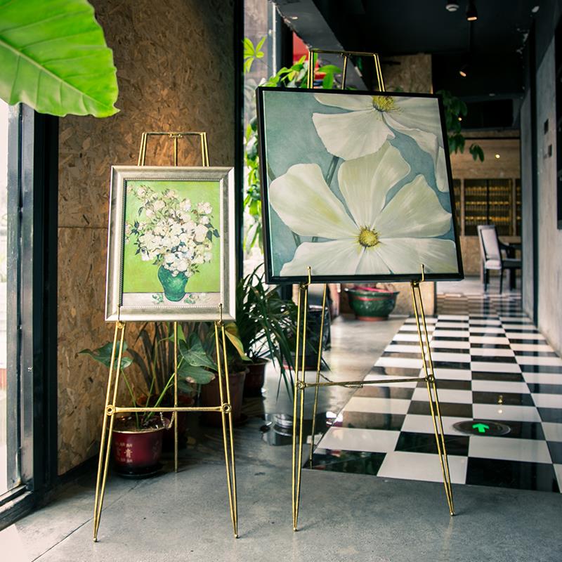 欧式铁艺油画 画架子相框架落地支架展示架 海报架照片托 托架婚