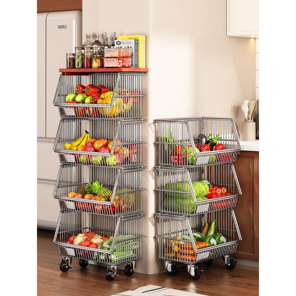 厨房蔬菜置物架落地菜篮子靠墙移动收纳架子家用夹缝零食柜小推车,厨房/烹饪用具,果蔬置物架/篮/框,淘宝优惠券,粉丝福利购,淘宝优惠卷