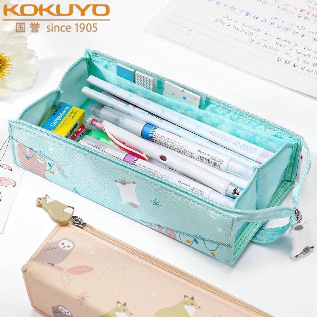 日本kokuyo国誉笔袋mofu系列限定对开式大容量小学生初中用铅笔盒